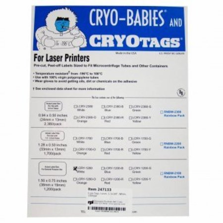 DIVERSIFIED BIOTECH Cryo-Tags, Laser, 1.5x3/4", White, 1200/pk, 1200PK 247133